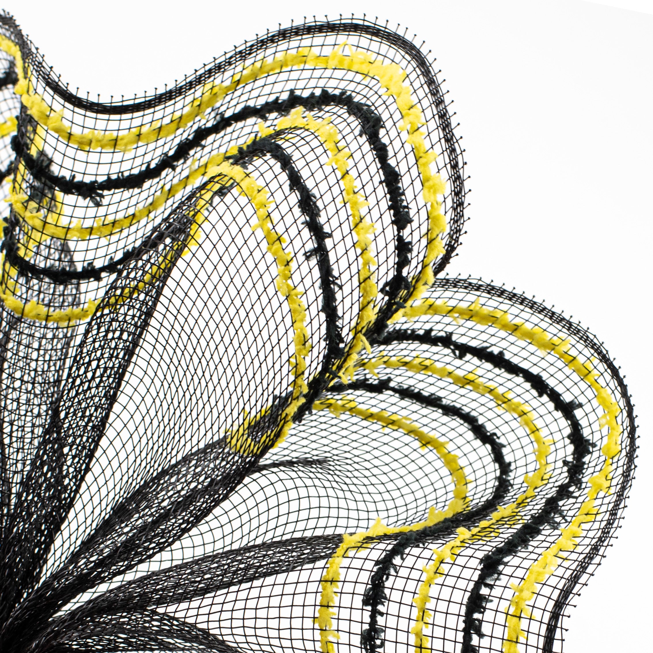10" Border Stripe Snowdrift Mesh: Black, Black, Yellow Lifestyle Photo