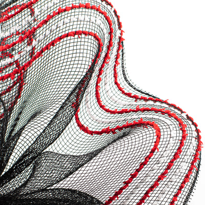10" Border Stripe Snowdrift Mesh: Black, Red, White Lifestyle Photo
