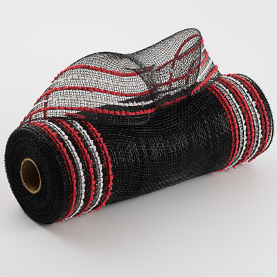 10" Border Stripe Snowdrift Mesh: Black, Red, White Item Number: RY8116D6