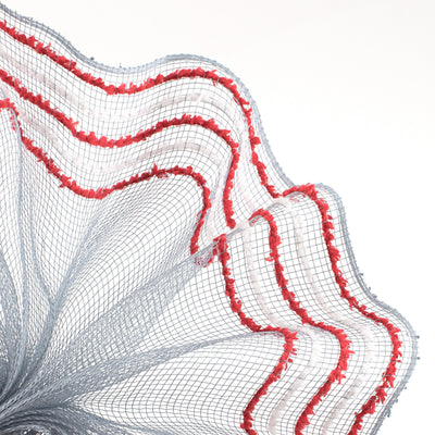 10" Border Stripe Snowdrift Mesh: Grey, Red, White Lifestyle Photo