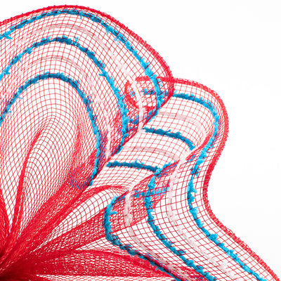 10" Border Stripe Snowdrift Mesh: Red, Turquoise, White Lifestyle Photo