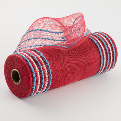 10" Border Stripe Snowdrift Mesh: Red, Turquoise, White Item Number: RY8116Y9