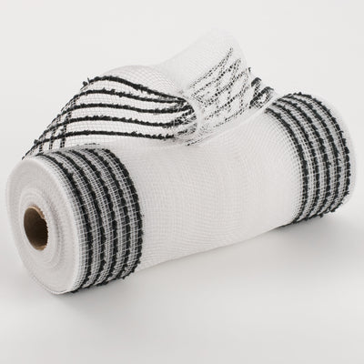 10" Border Stripe Snowdrift Mesh: White & Black Item Number: RY8115F6