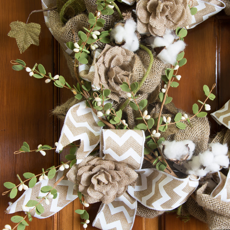 32" Boxwood Floral Spray With Cream Berries Lifestyle Photo
