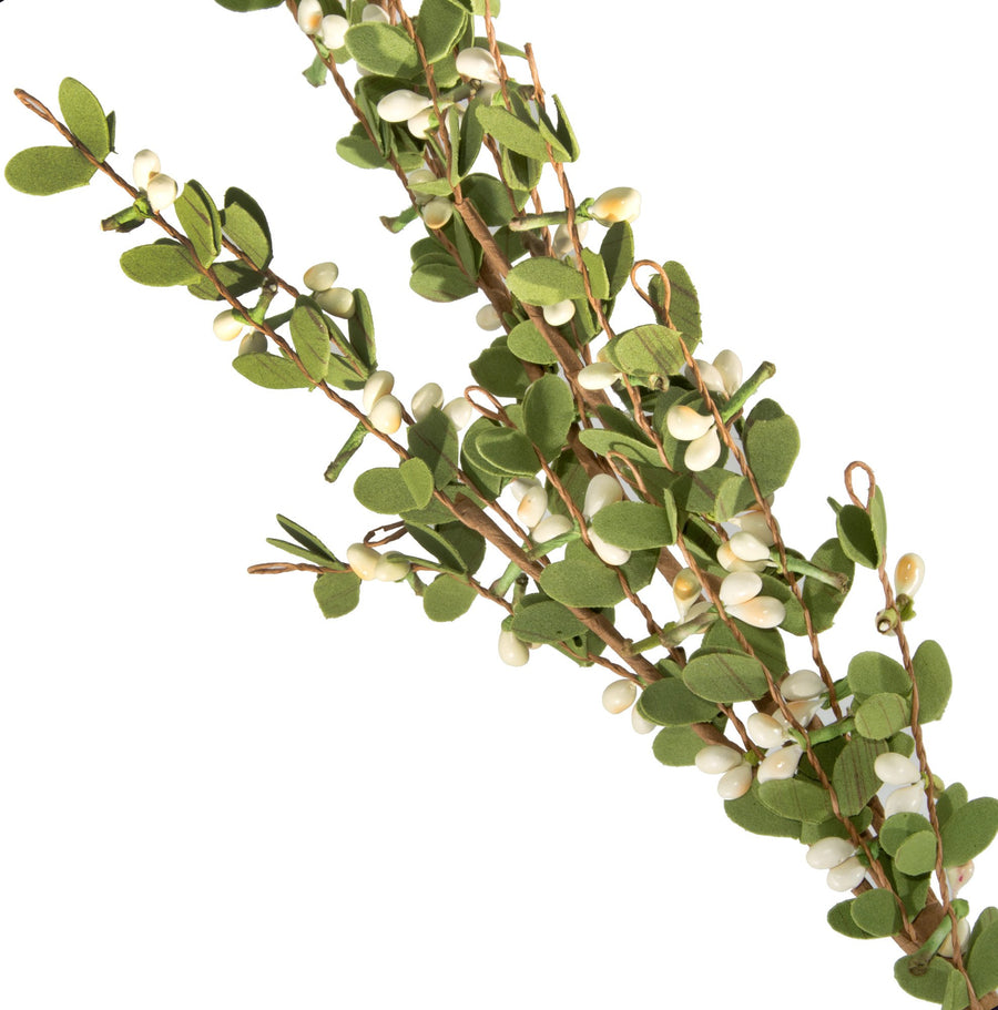 32" Boxwood Floral Spray With Cream Berries detail photo 3