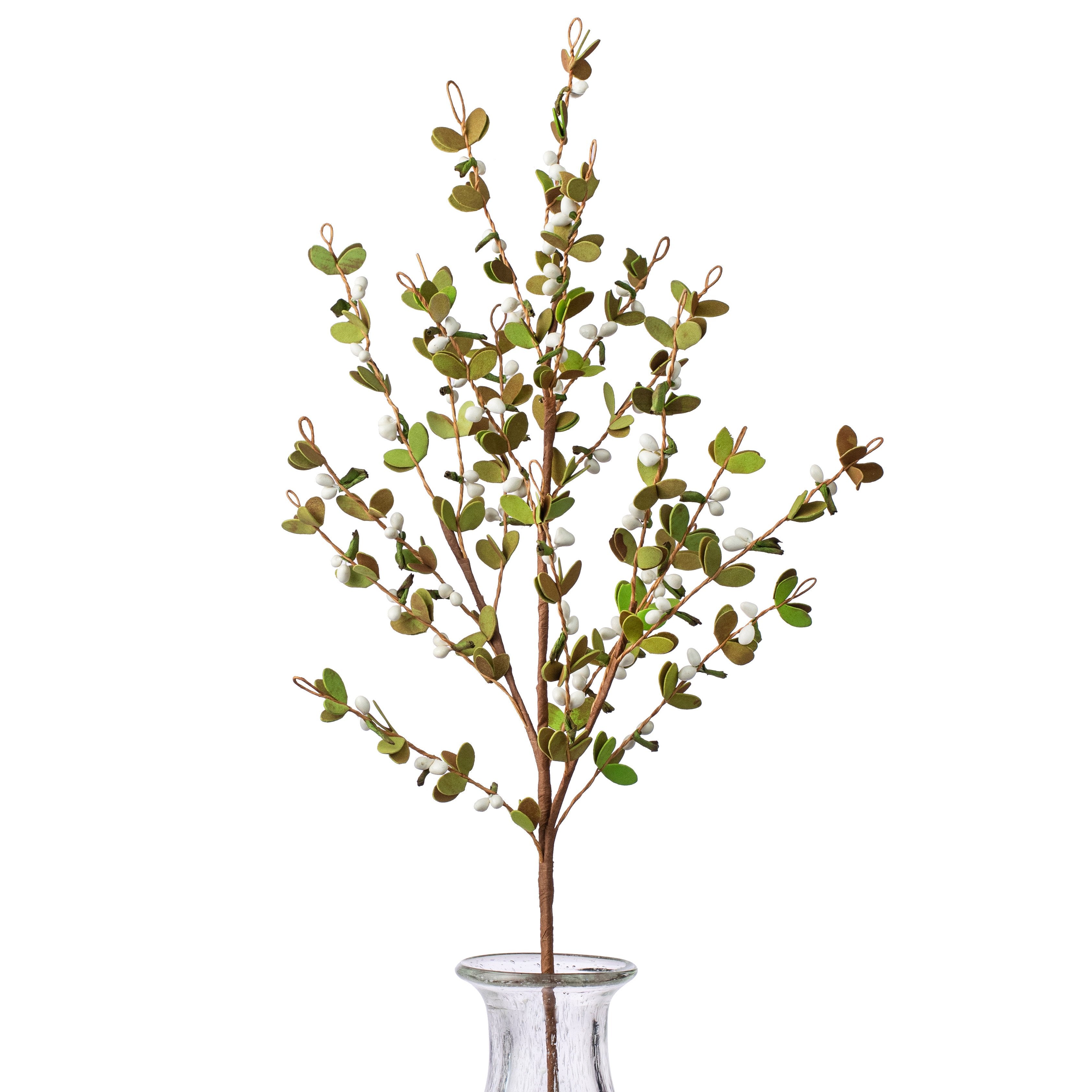 32" Boxwood Floral Spray With Cream Berries Item Number: EC560131