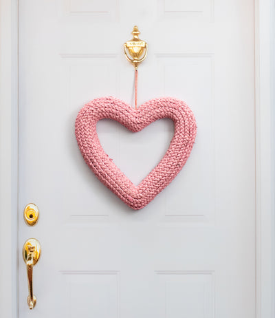 17.5" Braided Grass Heart Wreath: Pink Lifestyle Photo