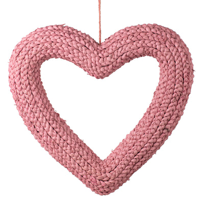 17.5" Braided Grass Heart Wreath: Pink Item Number: 211087