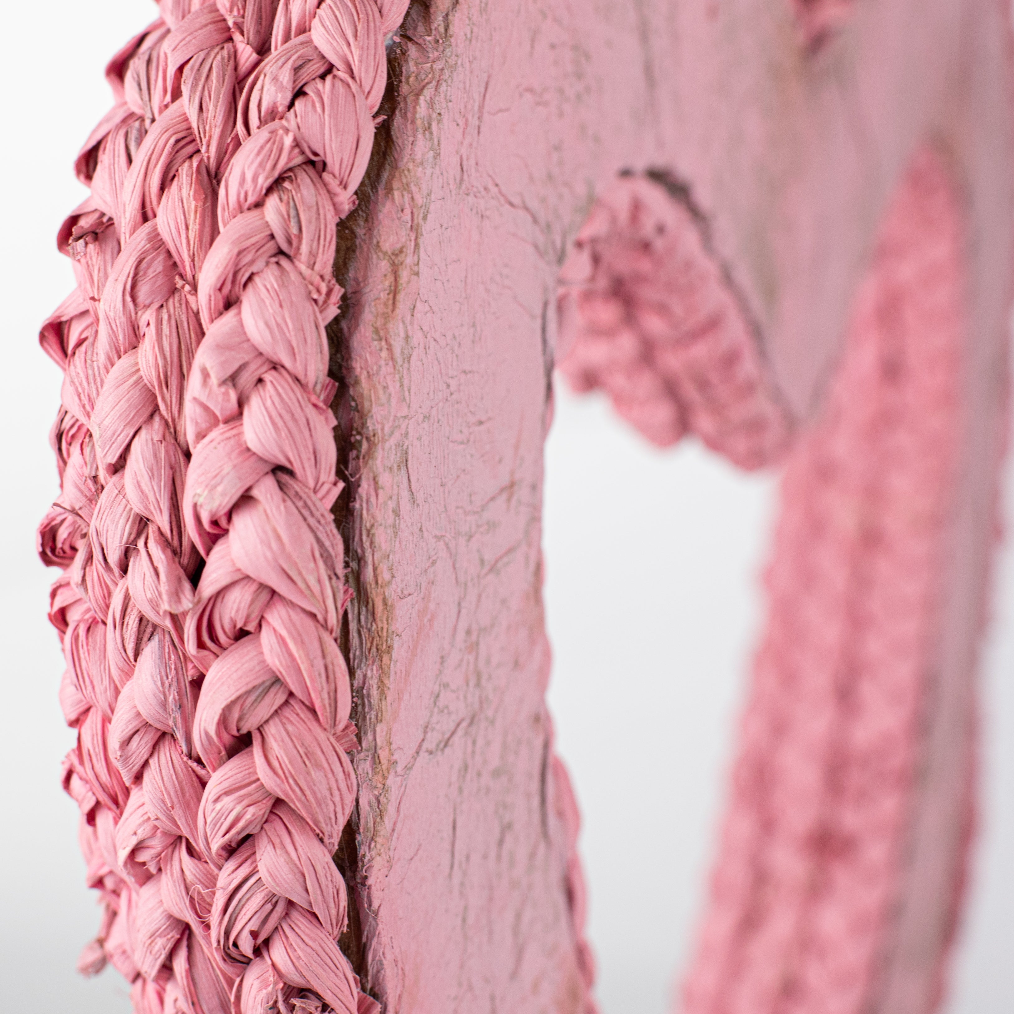 17.5" Braided Grass Heart Wreath: Pink detail photo 3