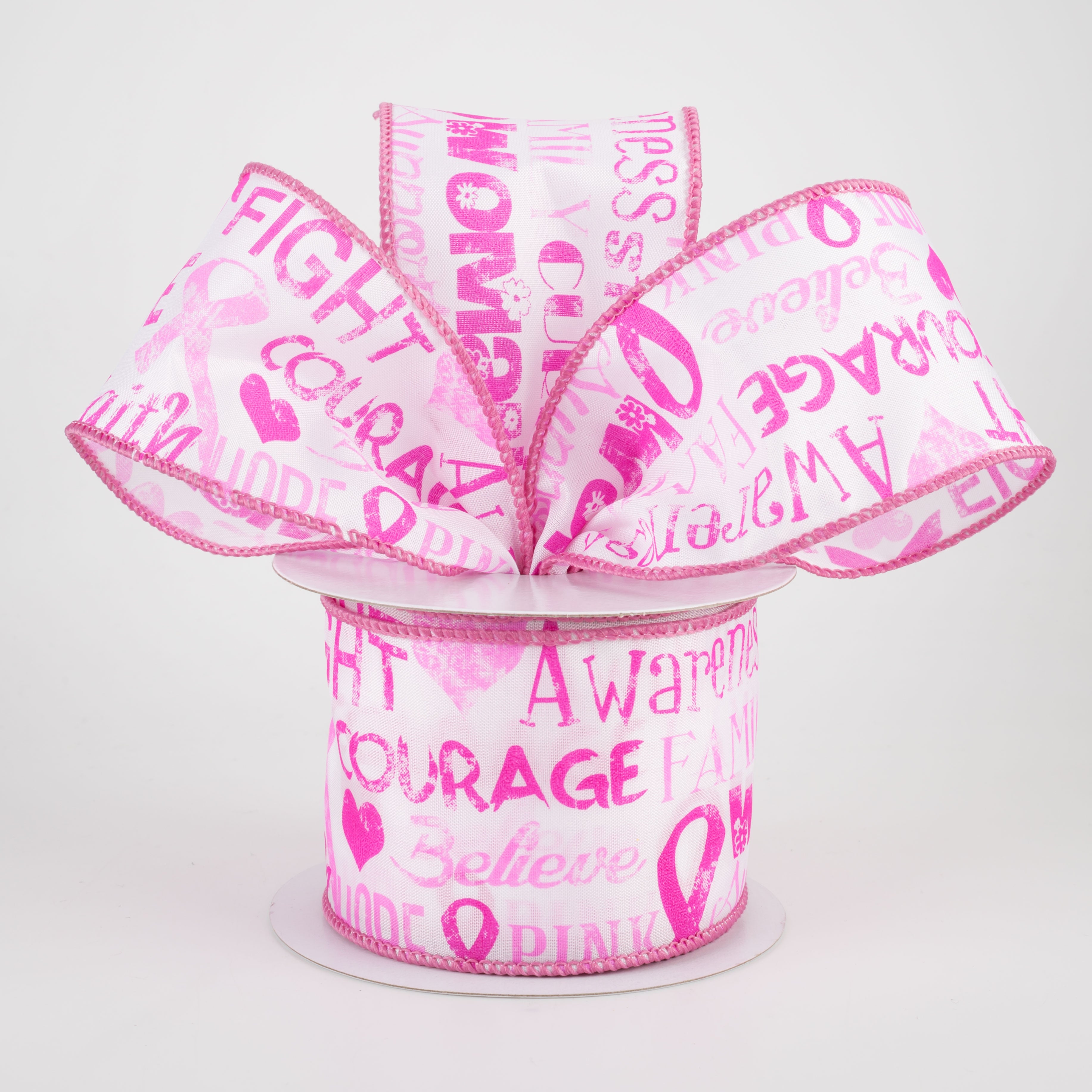 2.5" Breast Cancer Awareness Ribbon (10 Yards) Lifestyle Photo