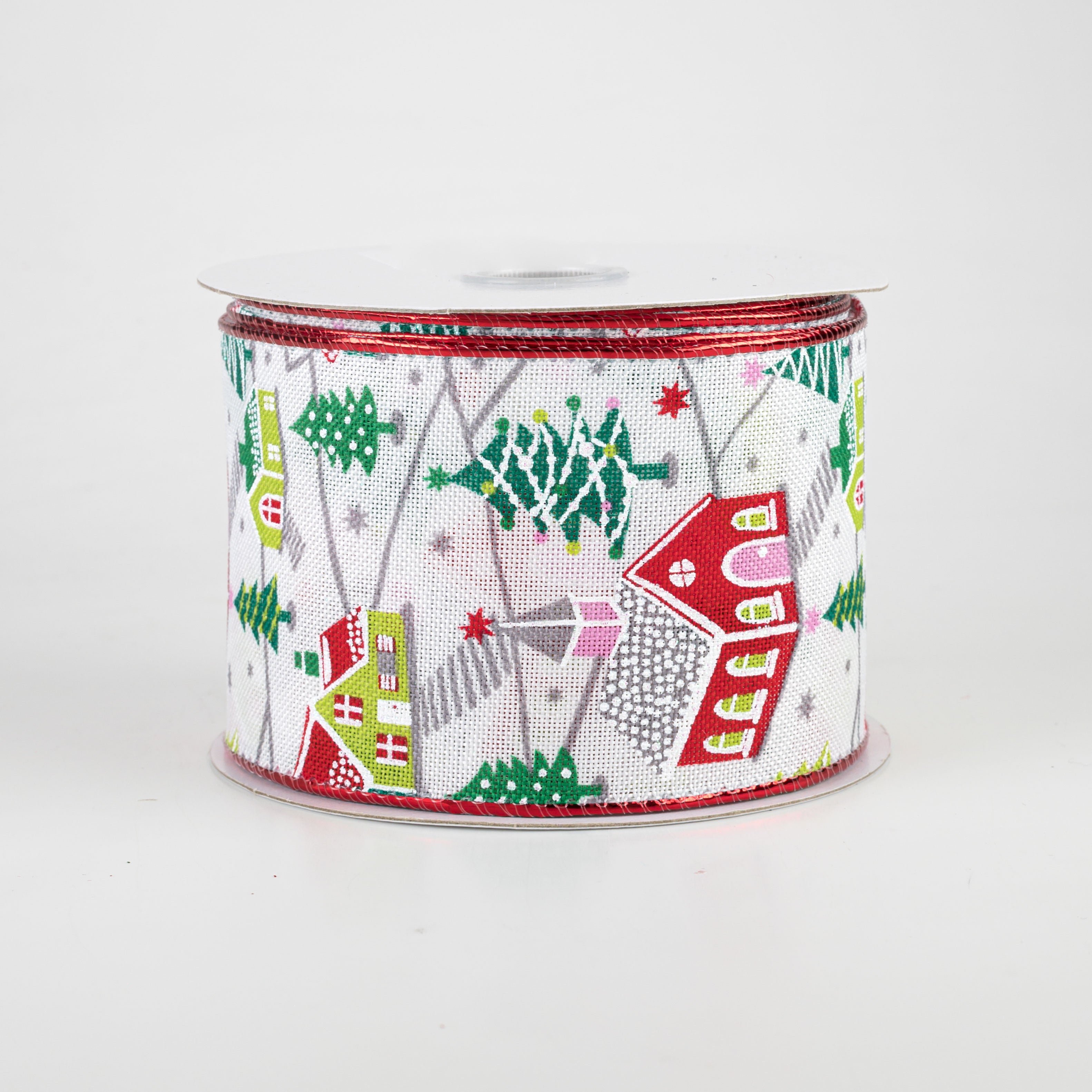 2.5" Bright Christmas Village Houses Ribbon (10 Yards)