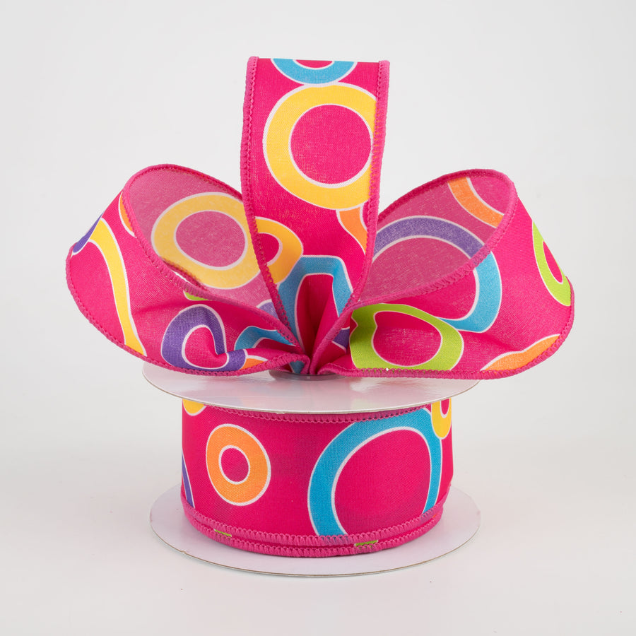 1.5" Bright Circles Ribbon: Fuchsia/Multi (10 Yards) Lifestyle Photo