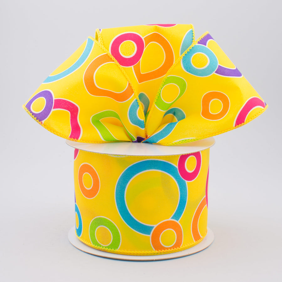 2.5" Bright Circles Ribbon: Yellow/Multi (10 Yards) Lifestyle Photo