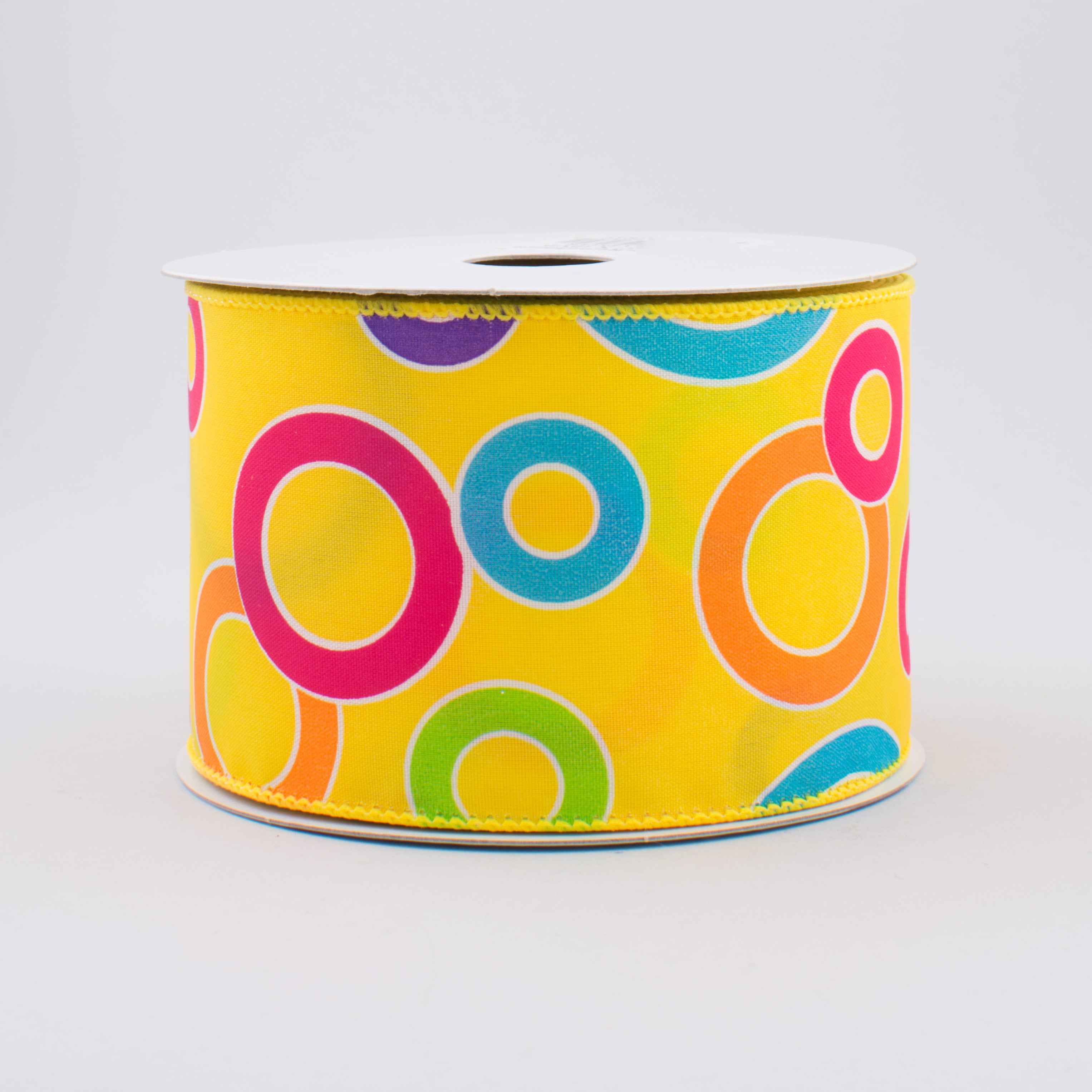 2.5" Bright Circles Ribbon: Yellow/Multi (10 Yards)