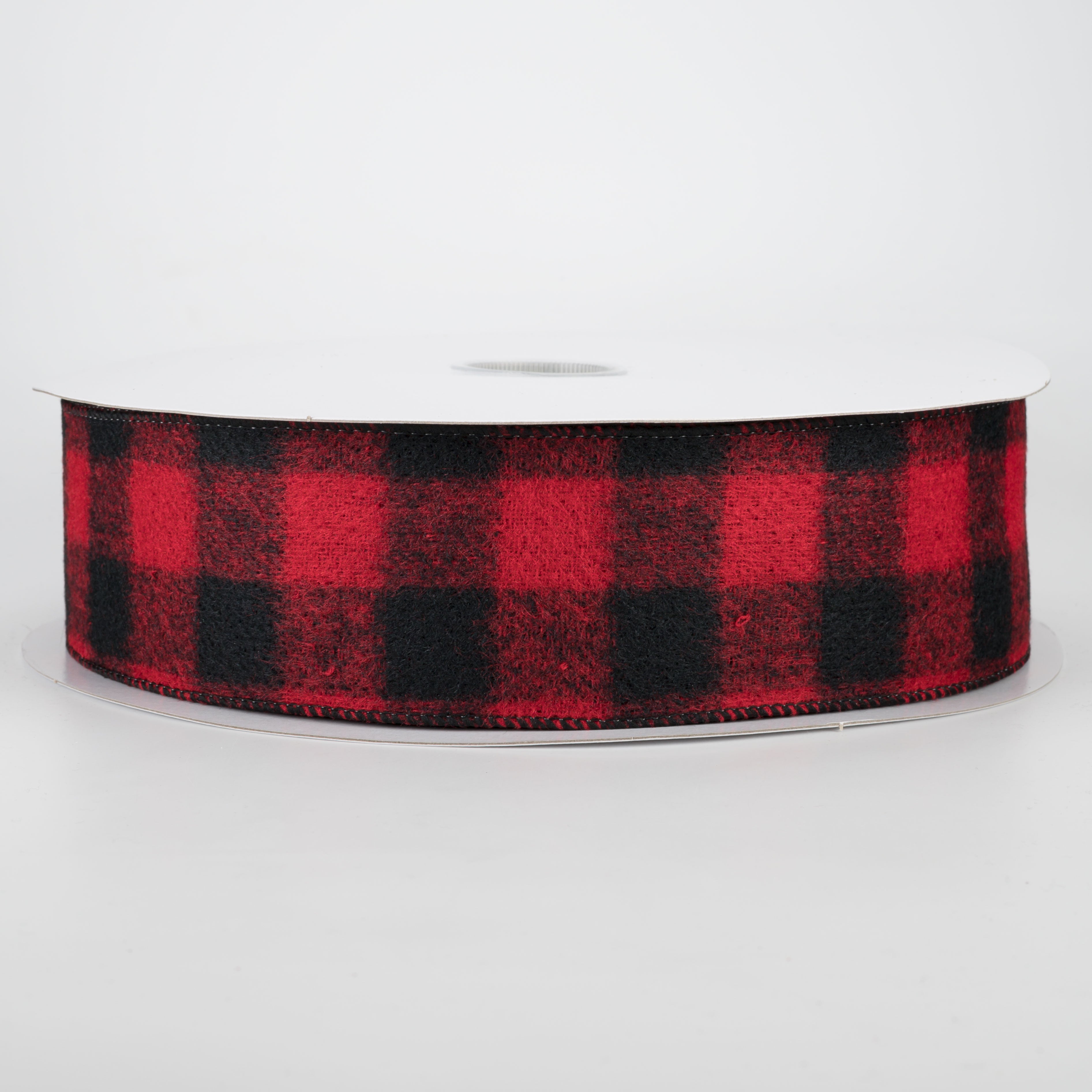 2.5" Brushed Buffalo Plaid Ribbon: Black & Red (50 Yards) Item Number: CH0940-209