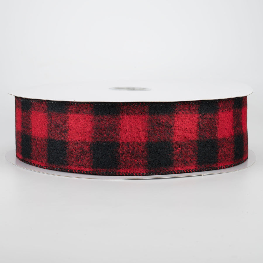 2.5" Brushed Buffalo Plaid Ribbon: Black & Red (50 Yards) Item Number: CH0940-209