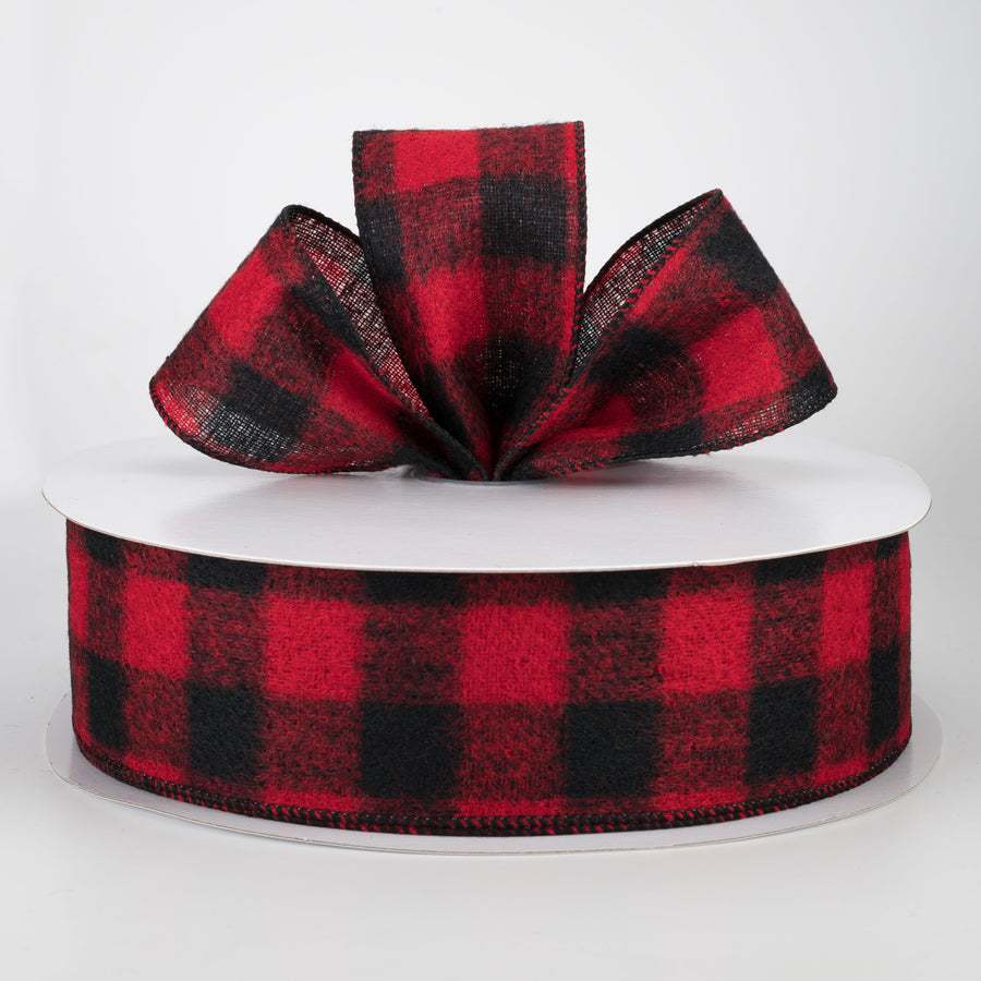 2.5" Brushed Buffalo Plaid Ribbon: Black & Red (50 Yards) Lifestyle Photo