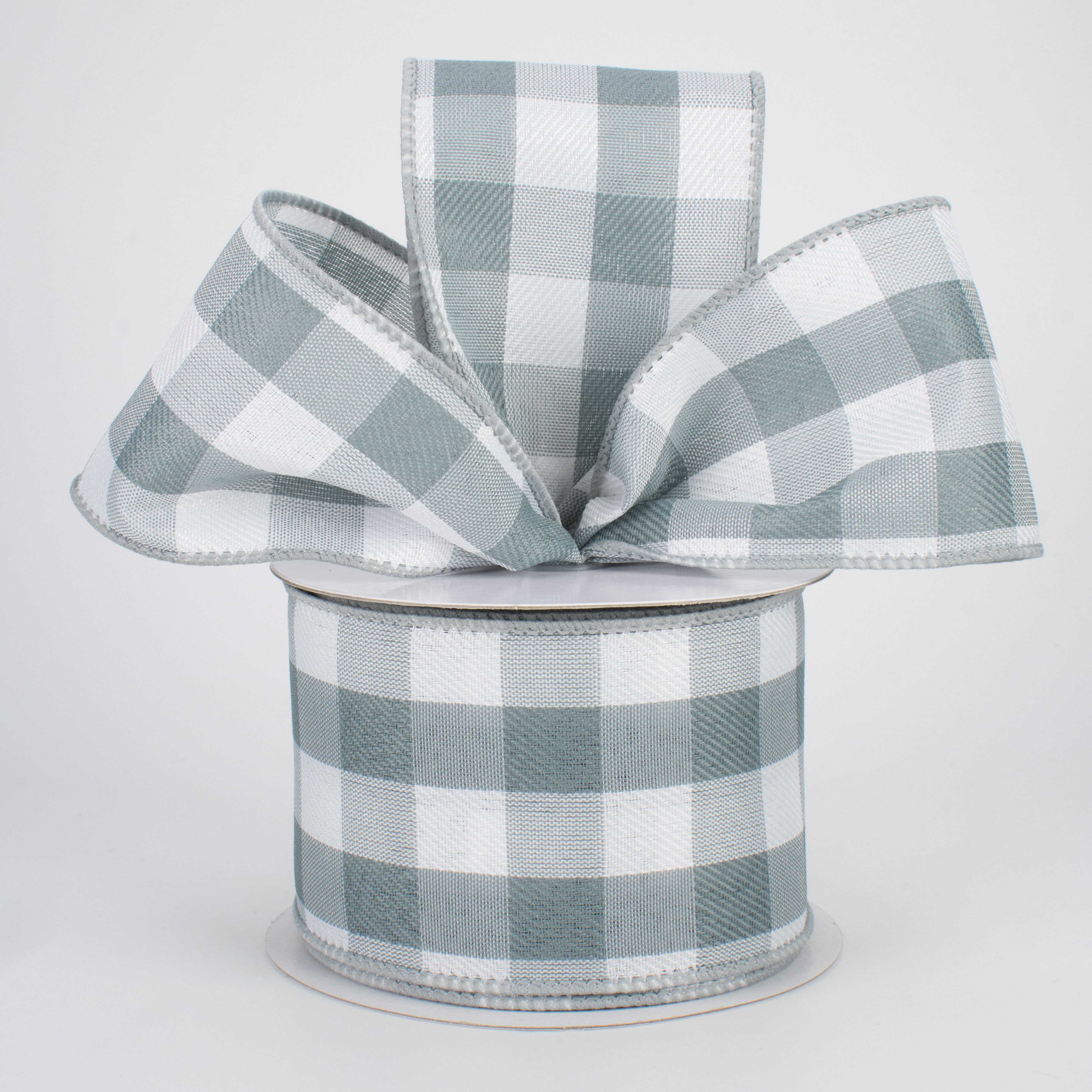 2.5" Buffalo Check Plaid Ribbon: Grey & White (10 Yards) Lifestyle Photo