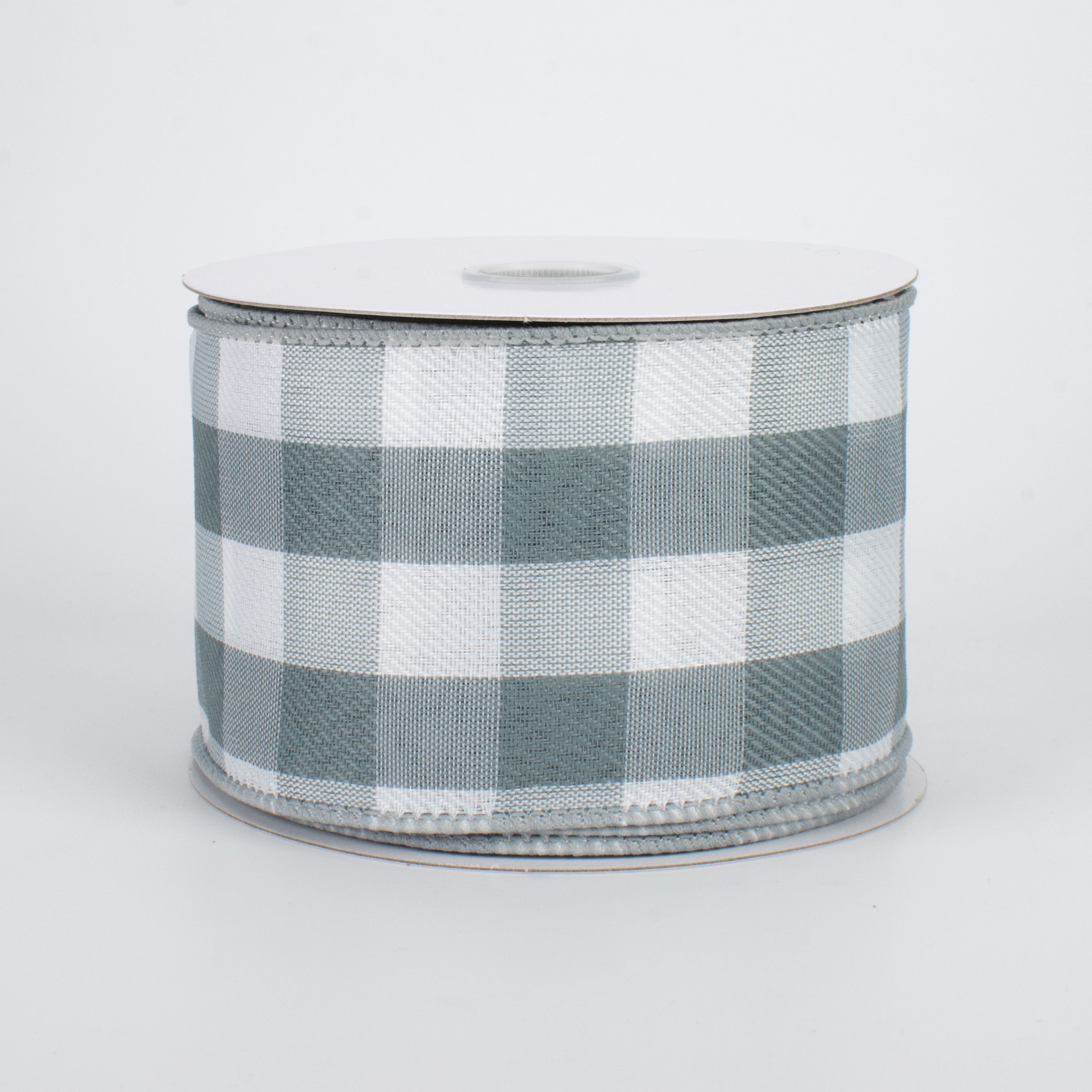 2.5" Buffalo Check Plaid Ribbon: Grey & White (10 Yards)