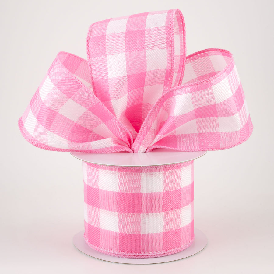2.5" Buffalo Check Plaid Ribbon: Pink & White (10 Yards) Lifestyle Photo