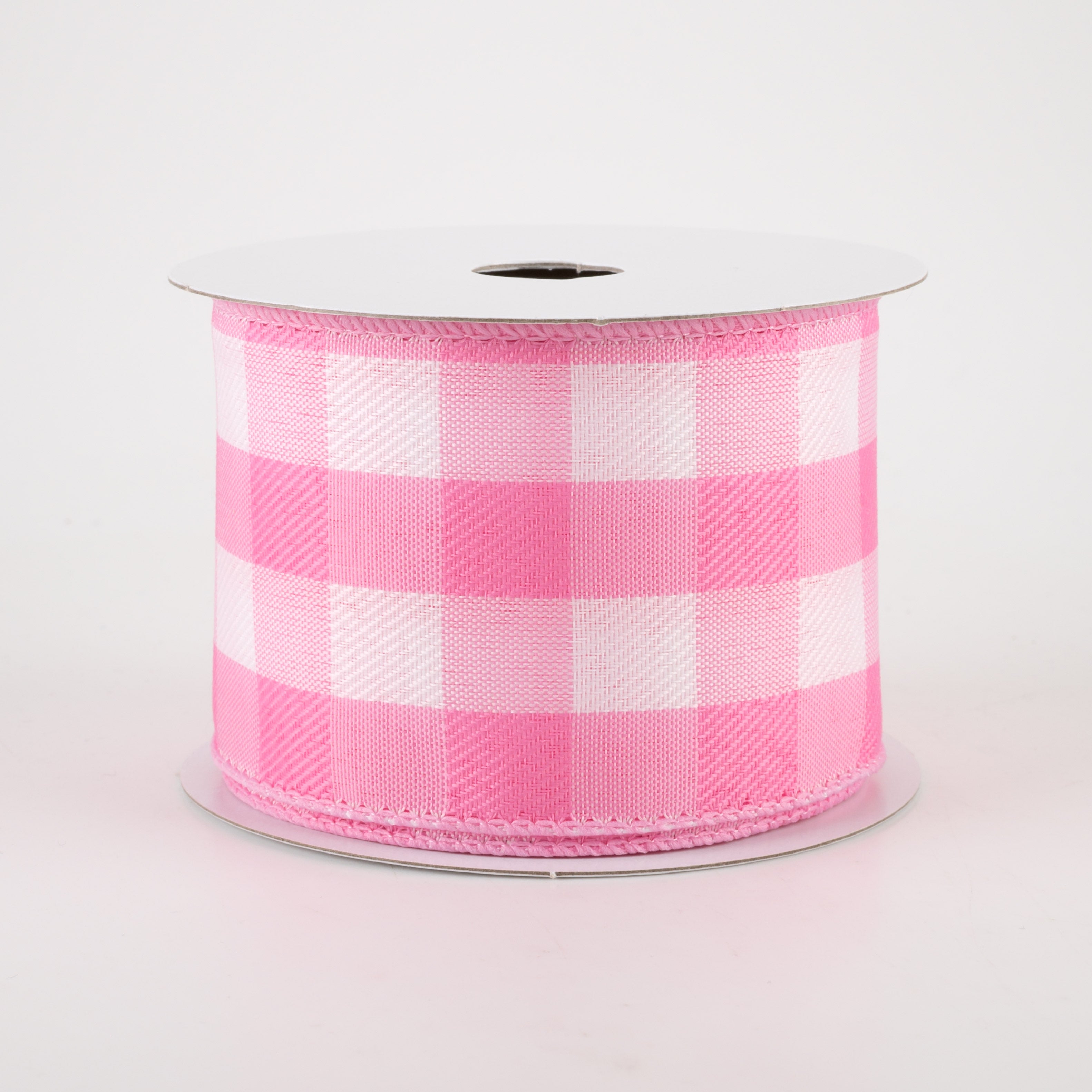 2.5" Buffalo Check Plaid Ribbon: Pink & White (10 Yards)