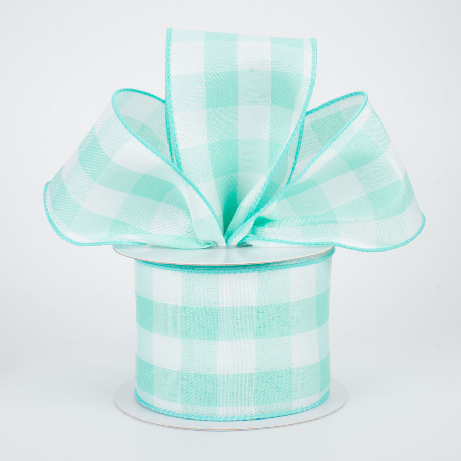 2.5" Buffalo Check Plaid Ribbon: Turquoise & White (10 Yards) Lifestyle Photo