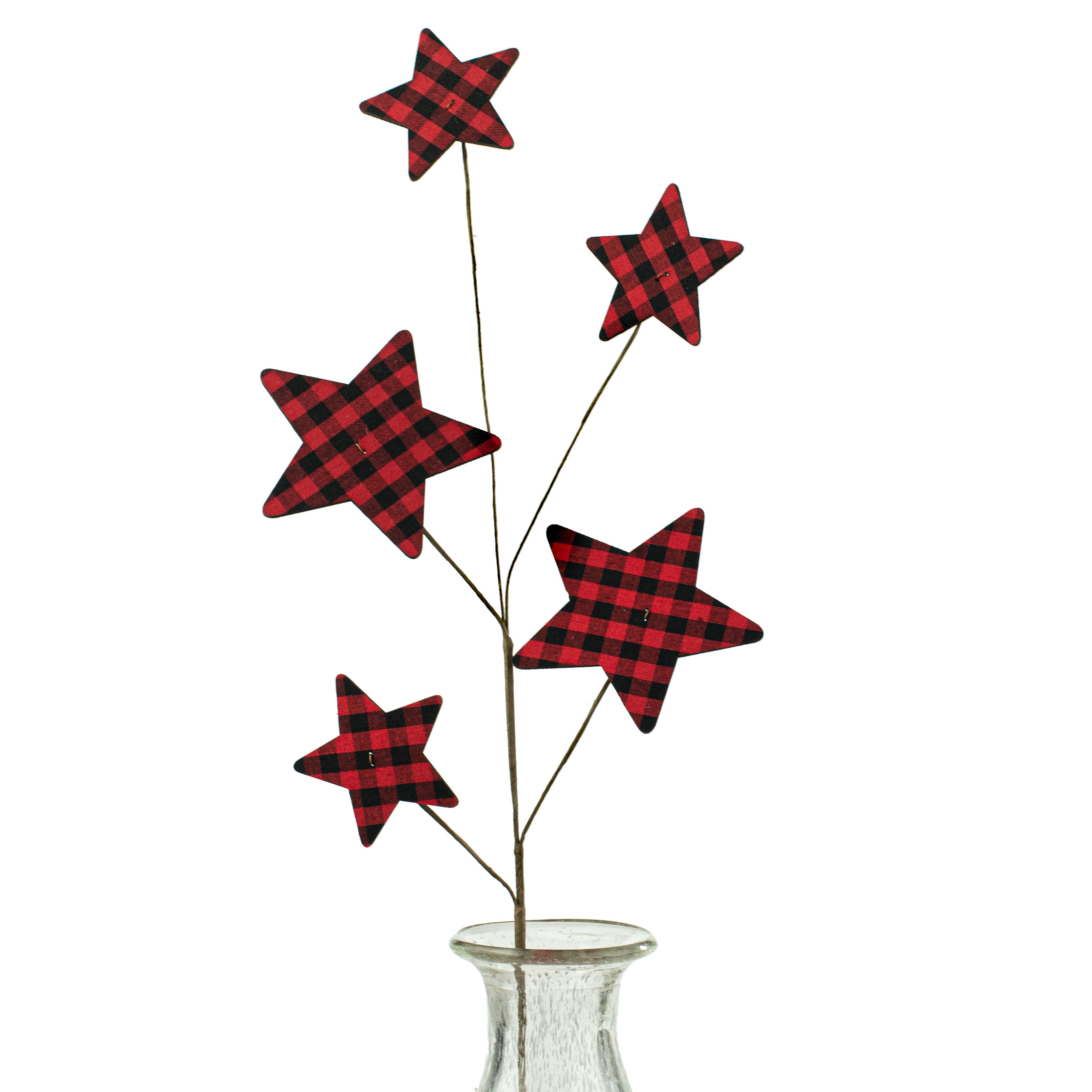 28" Buffalo Gingham Star Spray Item Number: ISB73559