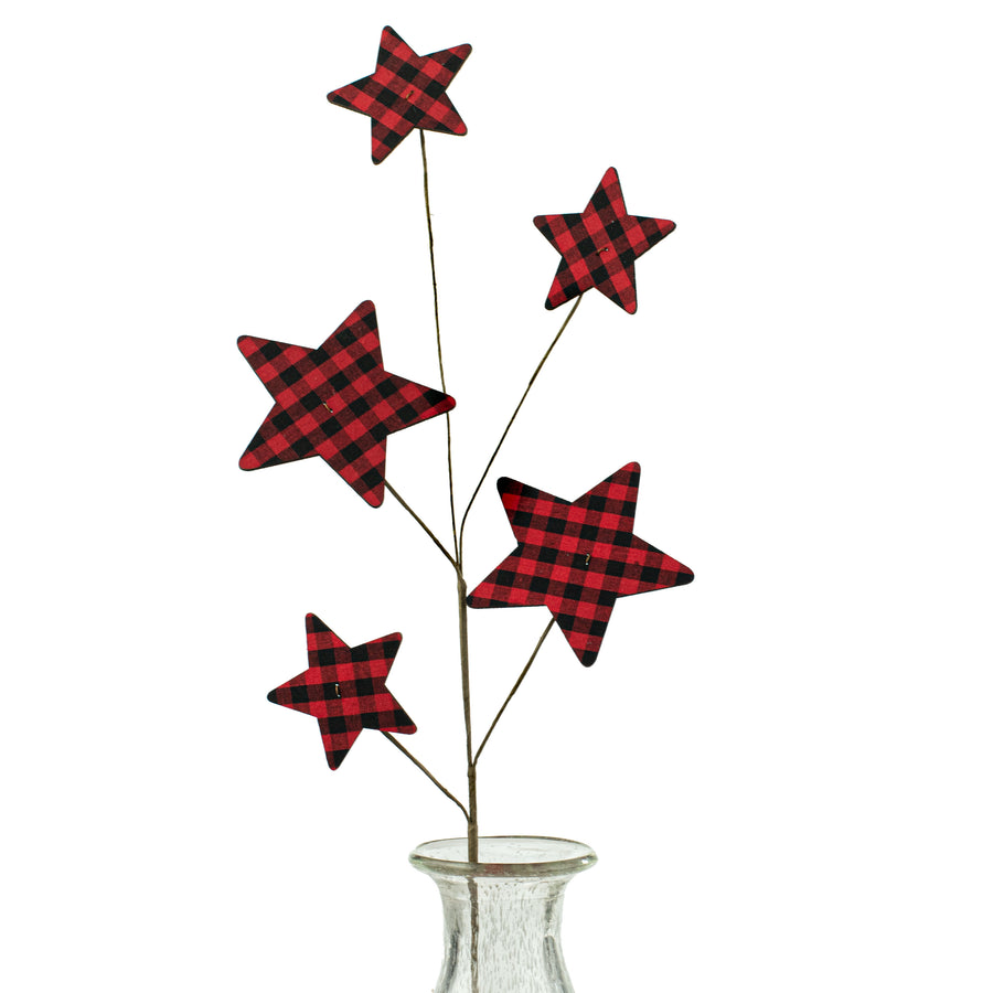 28" Buffalo Gingham Star Spray Item Number: ISB73559