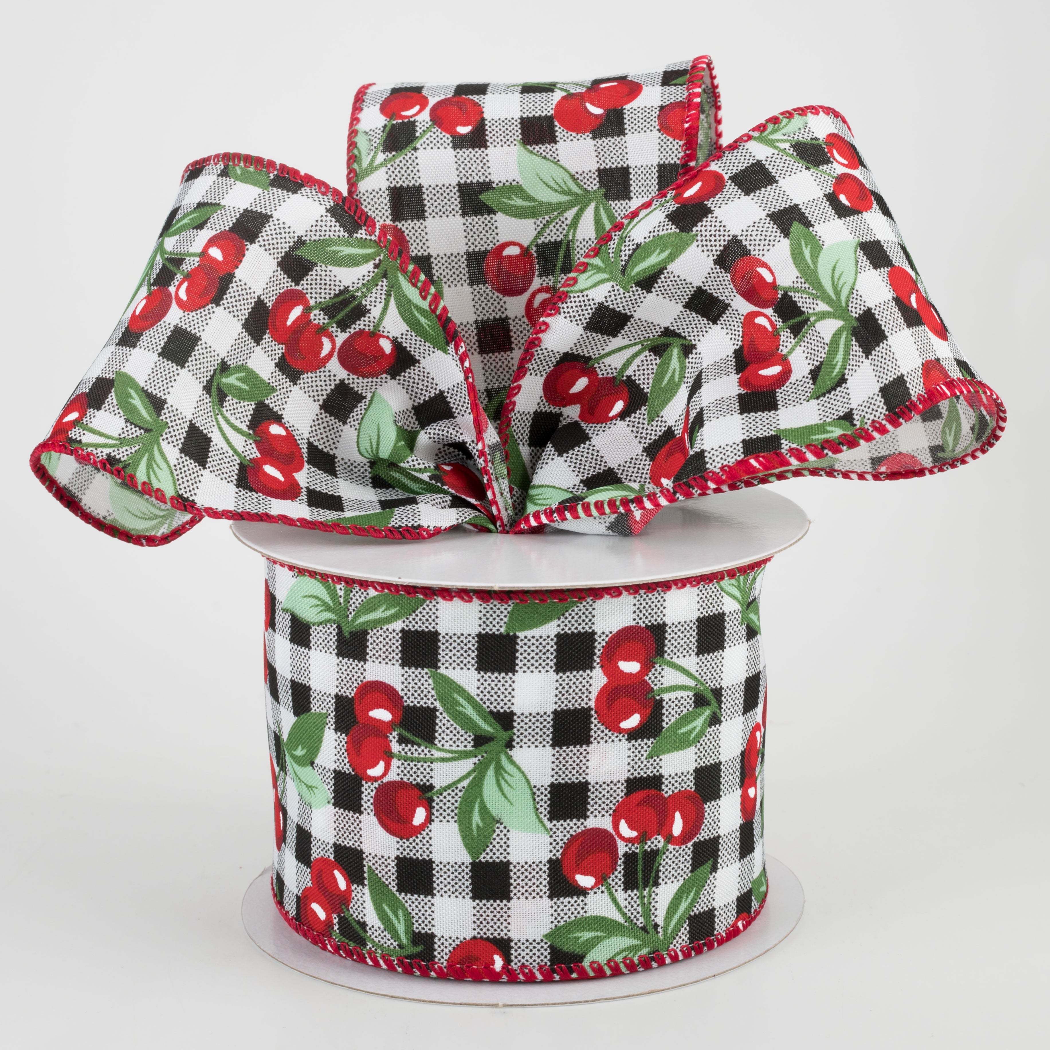 2.5" Buffalo Plaid With Cherries Ribbon (10 Yards) Lifestyle Photo