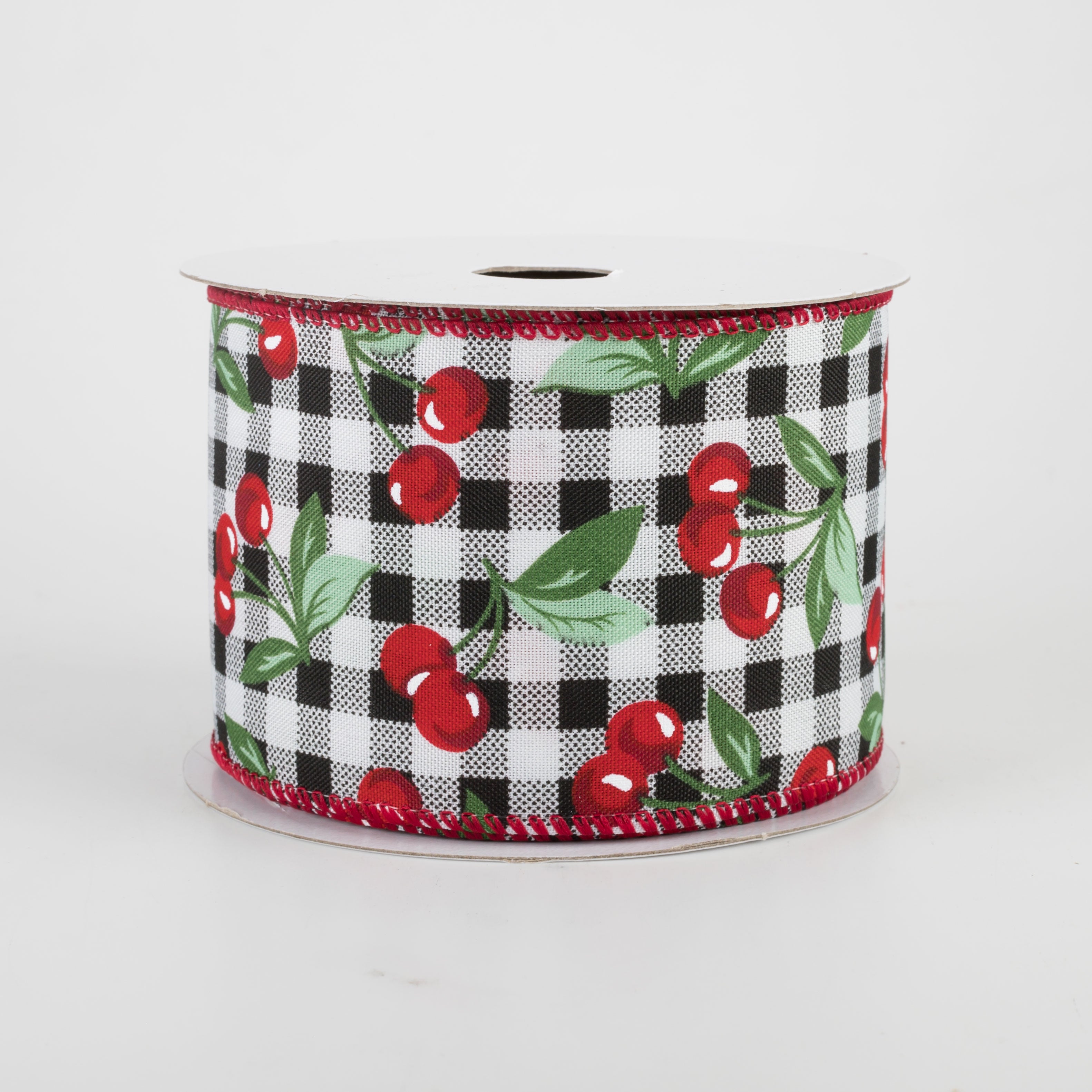 2.5" Buffalo Plaid With Cherries Ribbon (10 Yards)