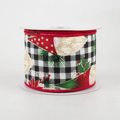 2.5" Buffalo Plaid Christmas Gnomes Ribbon (10 Yards) Item Number: 78109-40-21