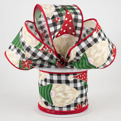 2.5" Buffalo Plaid Christmas Gnomes Ribbon (10 Yards) Lifestyle Photo