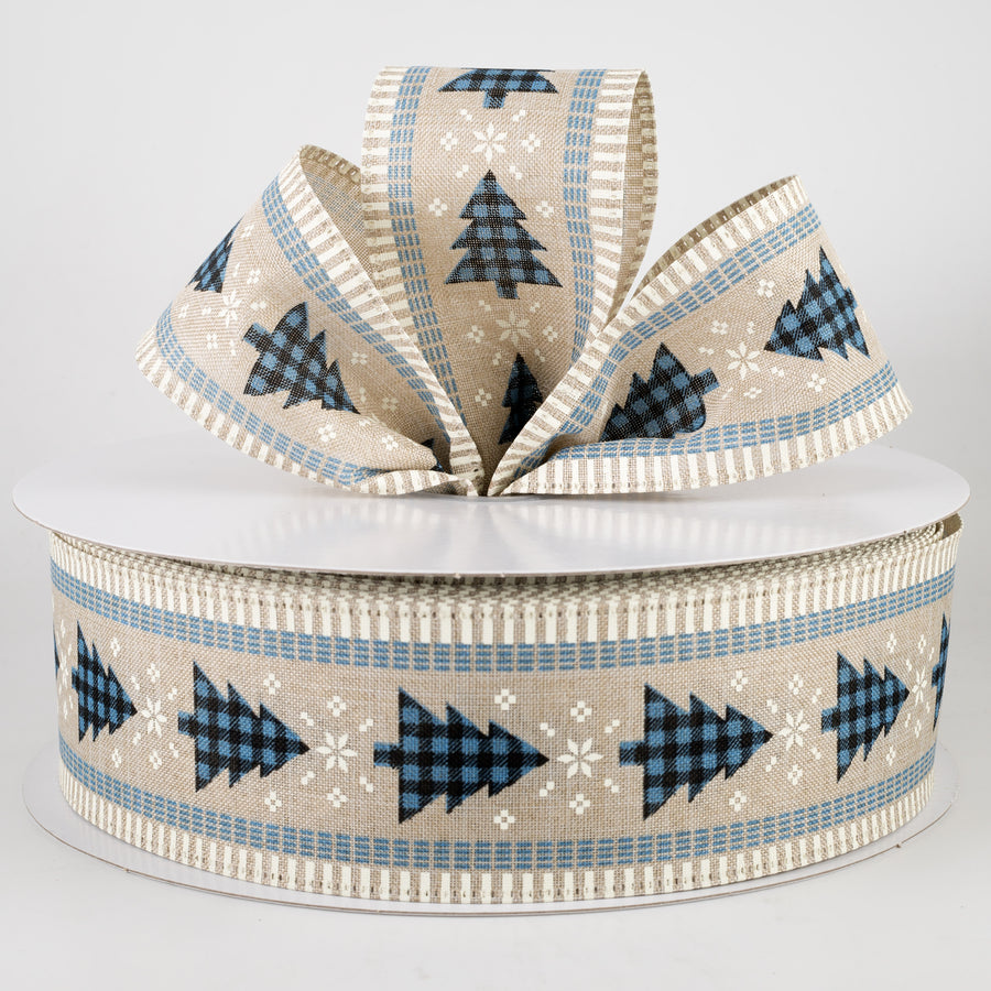 2.5" Buffalo Plaid Christmas Tree Ribbon: Black & Blue (50 Yards) Lifestyle Photo