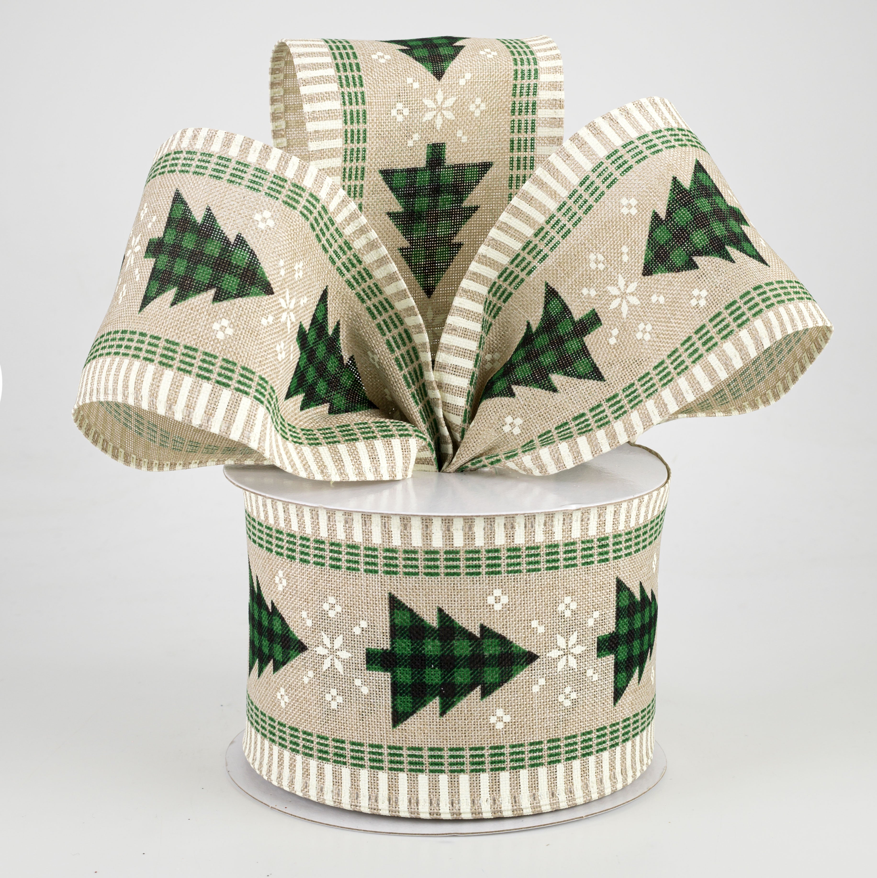2.5" Buffalo Plaid Christmas Tree Ribbon: Black & Emerald (10 Yards) Lifestyle Photo