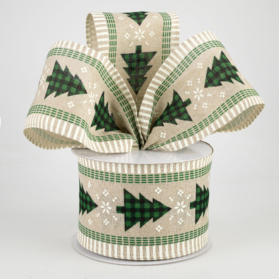 2.5" Buffalo Plaid Christmas Tree Ribbon: Black & Emerald (10 Yards) Lifestyle Photo
