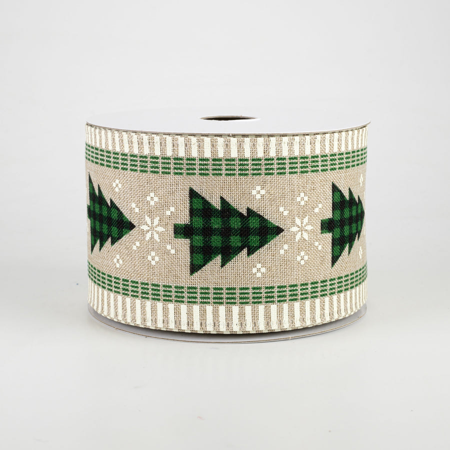 2.5" Buffalo Plaid Christmas Tree Ribbon: Black & Emerald (10 Yards)