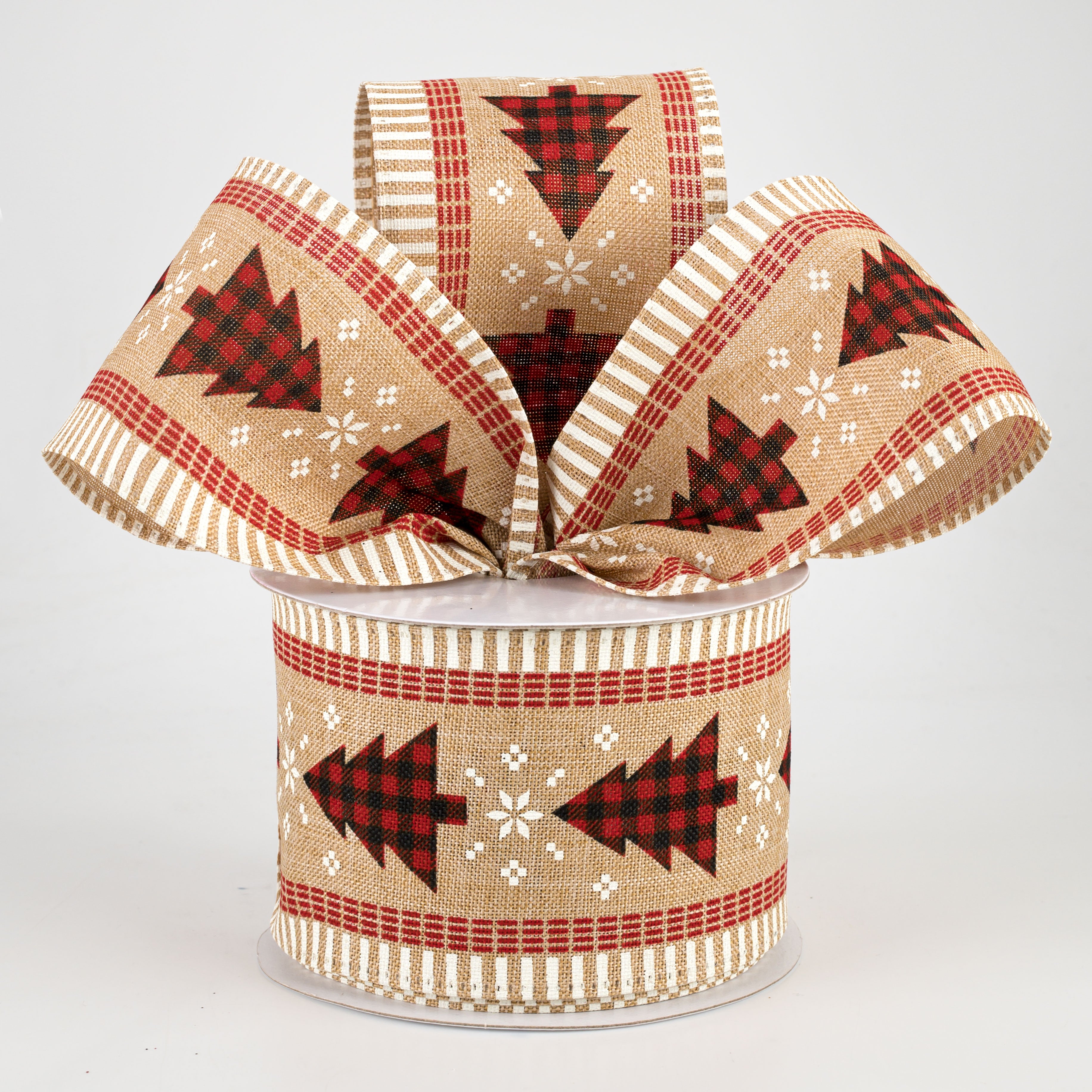 2.5" Buffalo Plaid Christmas Tree Ribbon: Black & Red (10 Yards) Lifestyle Photo