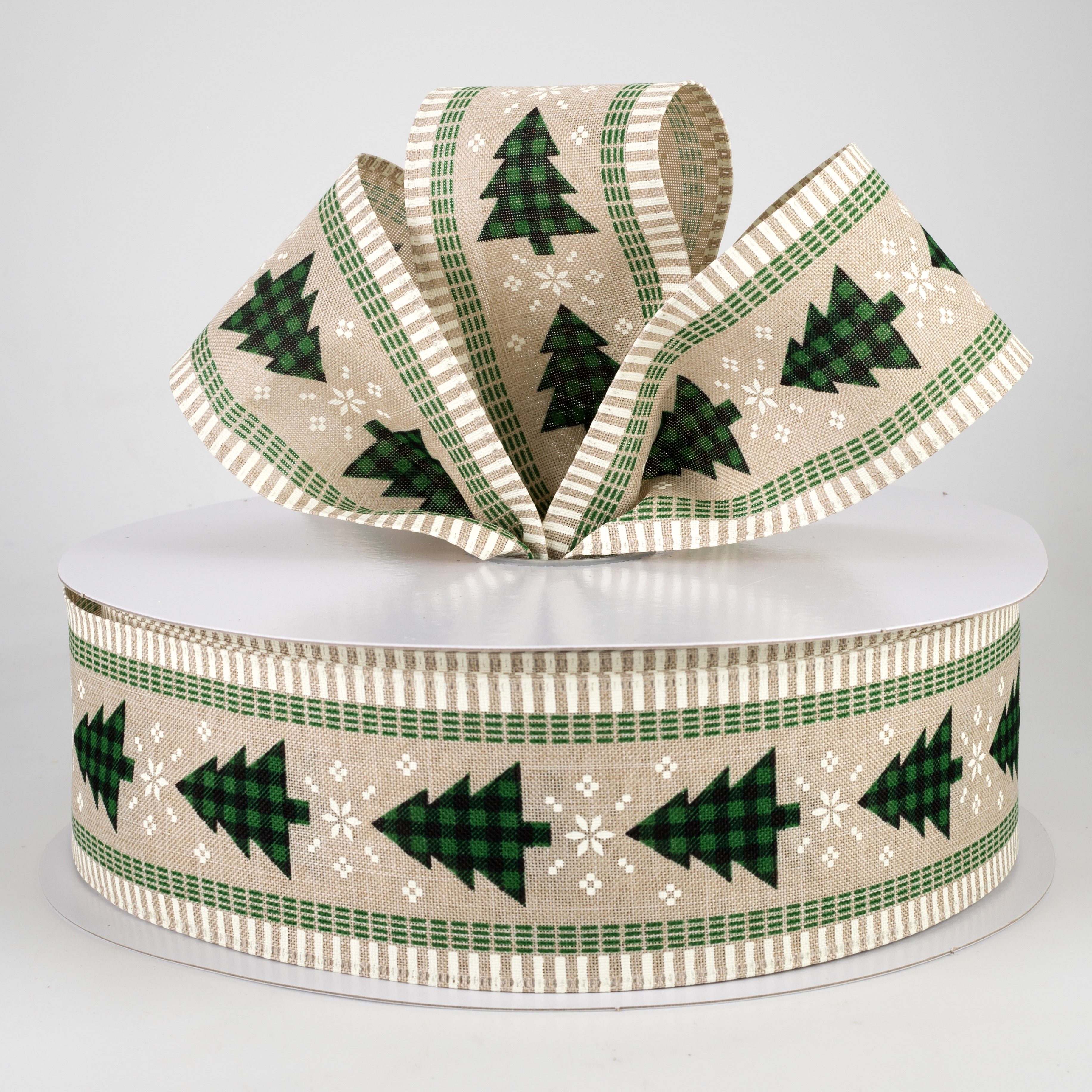 2.5" Buffalo Plaid Christmas Tree Ribbon: Emerald & Black (50 Yards) Lifestyle Photo