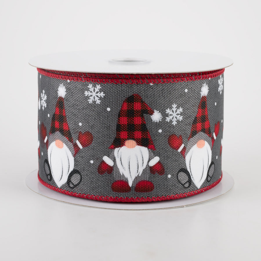 2.5" Buffalo Plaid Gnome Hat Ribbon: Grey (10 Yards) Item Number: 71142-40-51