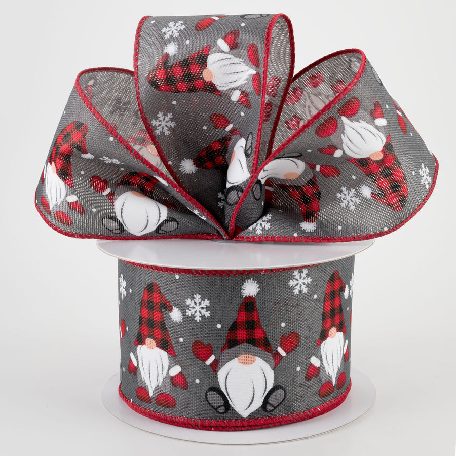 2.5" Buffalo Plaid Gnome Hat Ribbon: Grey (10 Yards) Lifestyle Photo
