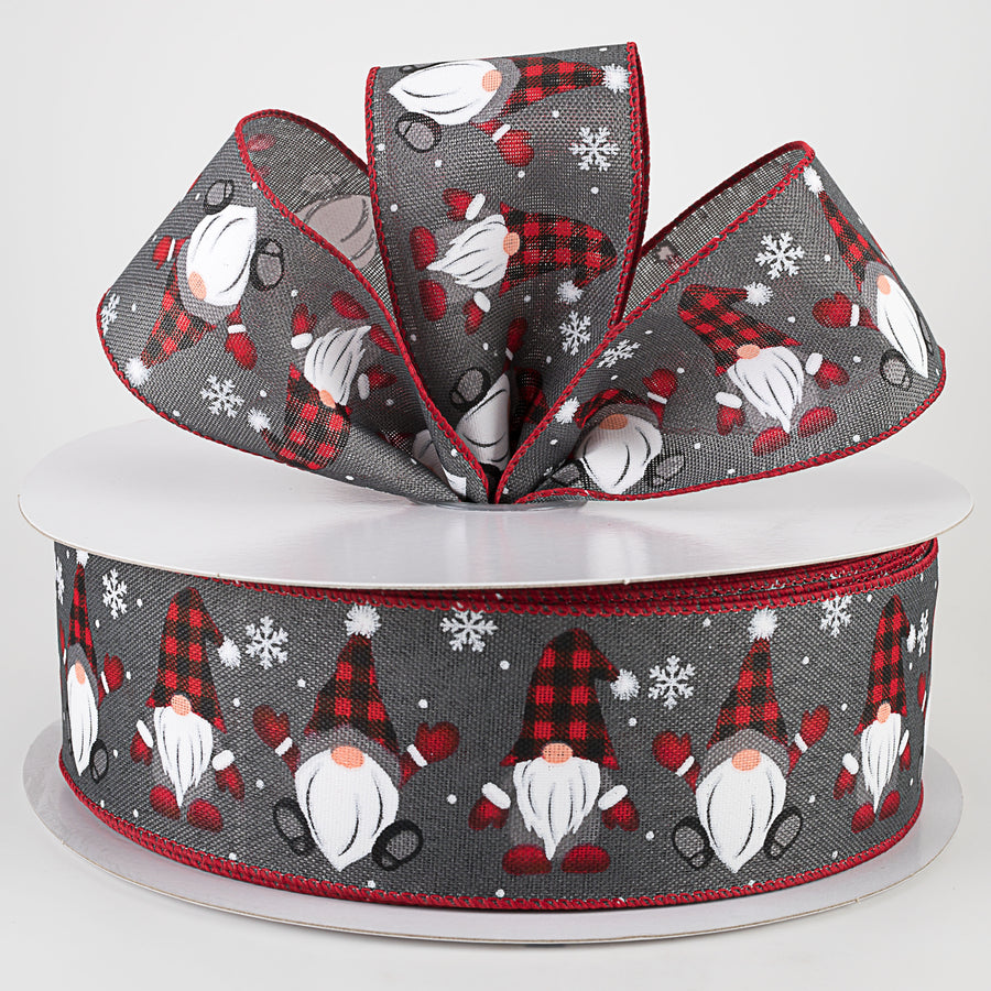 2.5" Buffalo Plaid Gnome Hat Ribbon: Grey (50 Yards) Lifestyle Photo