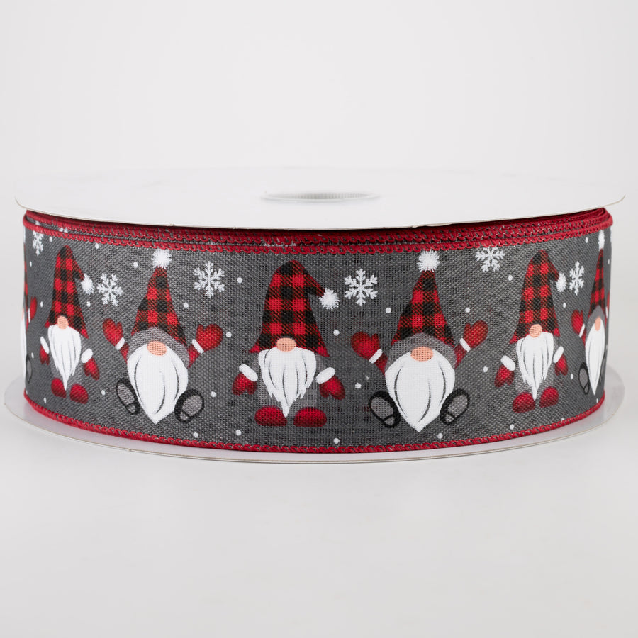 2.5" Buffalo Plaid Gnome Hat Ribbon: Grey (50 Yards)