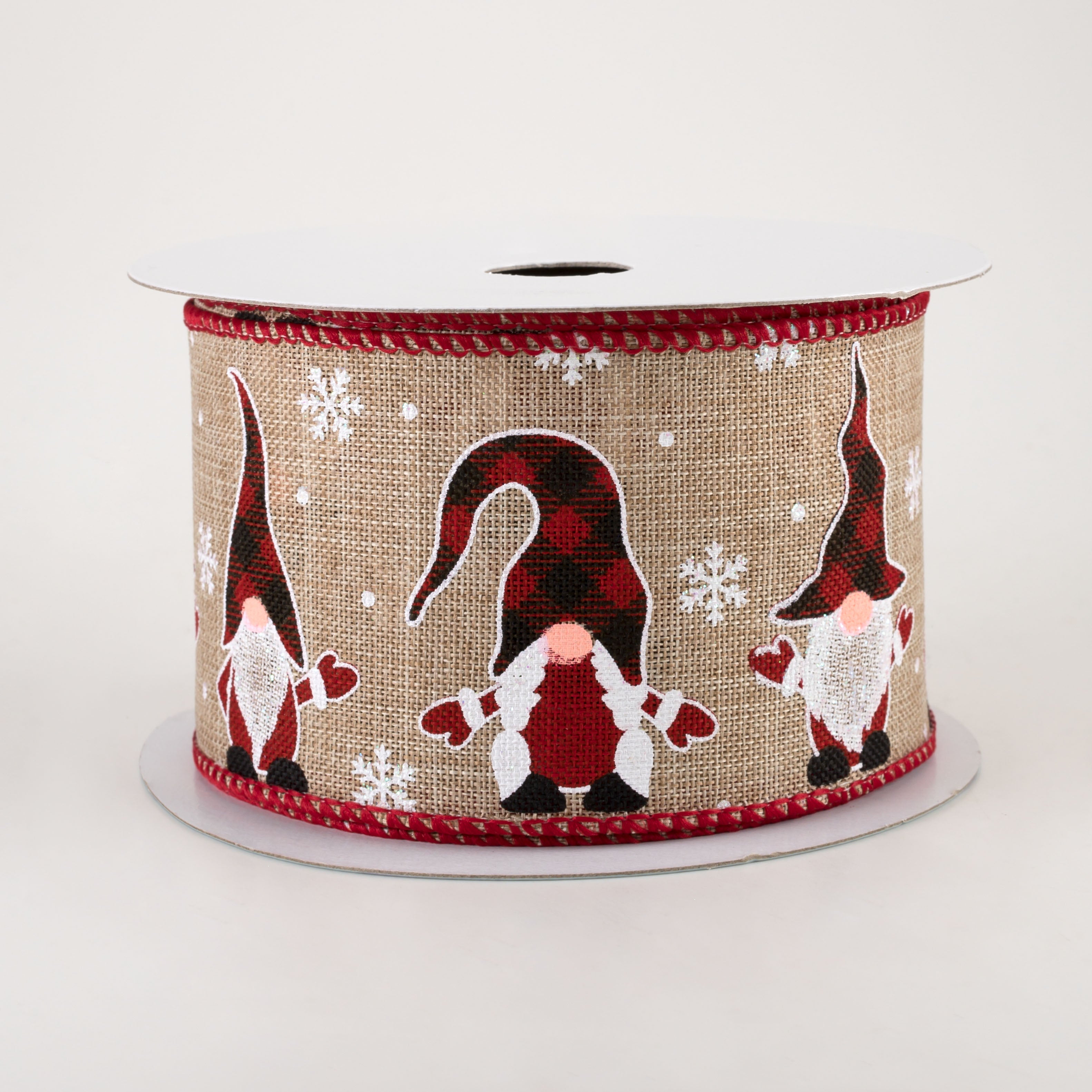 2.5" Buffalo Plaid Gnome & Snowflake Ribbon (10 Yards)