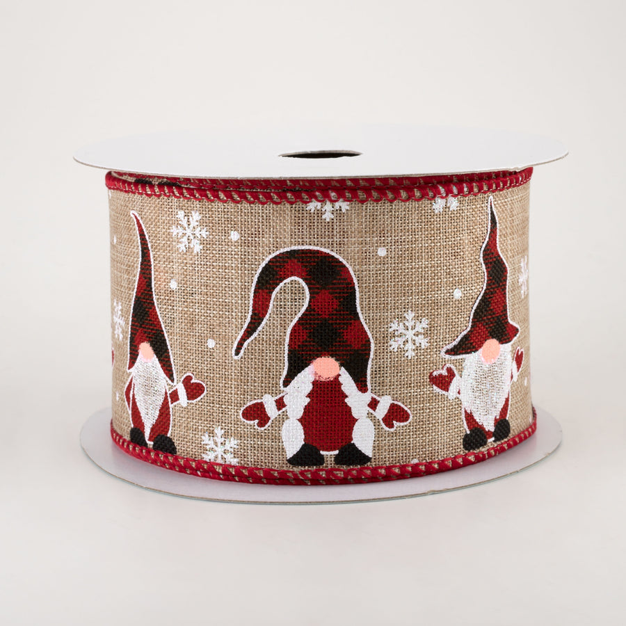 2.5" Buffalo Plaid Gnome & Snowflake Ribbon (10 Yards)