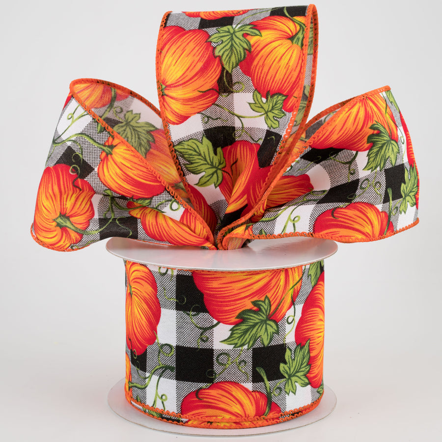 2.5" Buffalo Plaid With Orange Pumpkins: Black & White (10 Yards) Lifestyle Photo