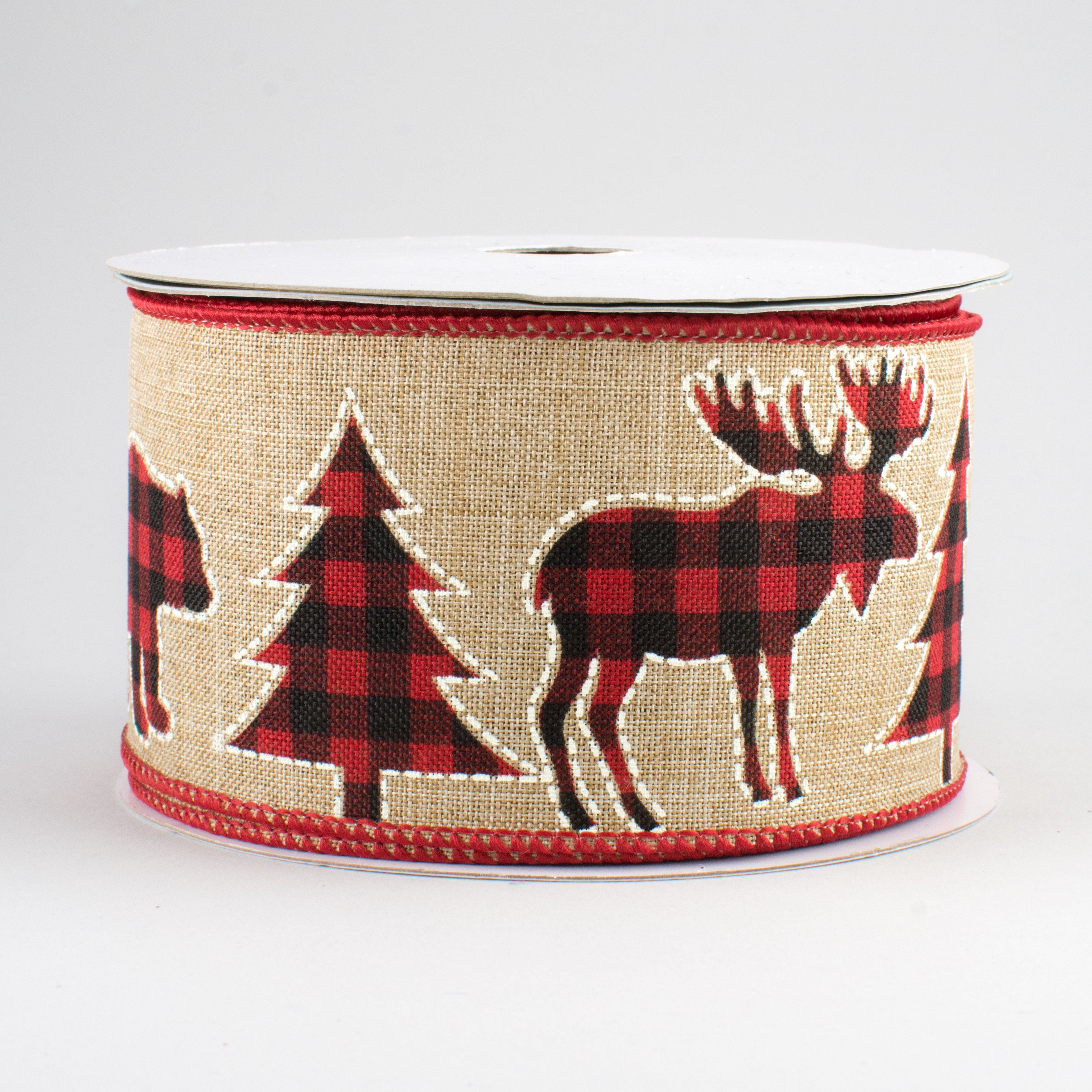 2.5" Buffalo Plaid Ribbon: Moose, Bear, Tree (10 Yards)