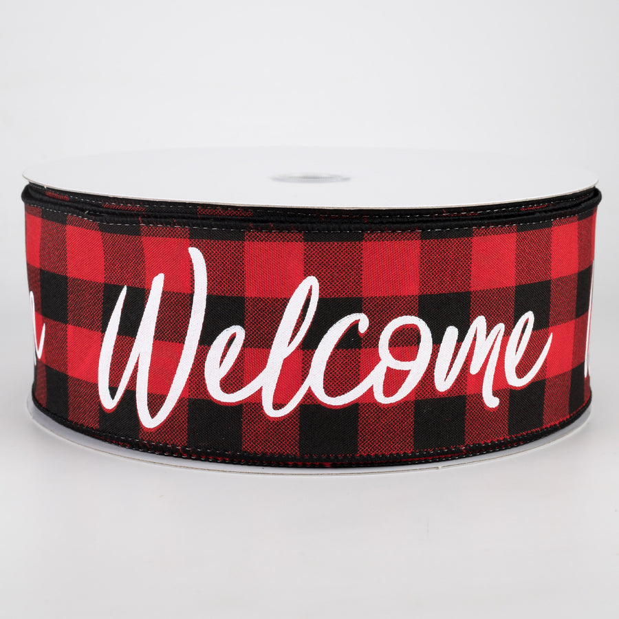2.5" Buffalo Plaid Welcome Ribbon: Red & Black (50 Yards)