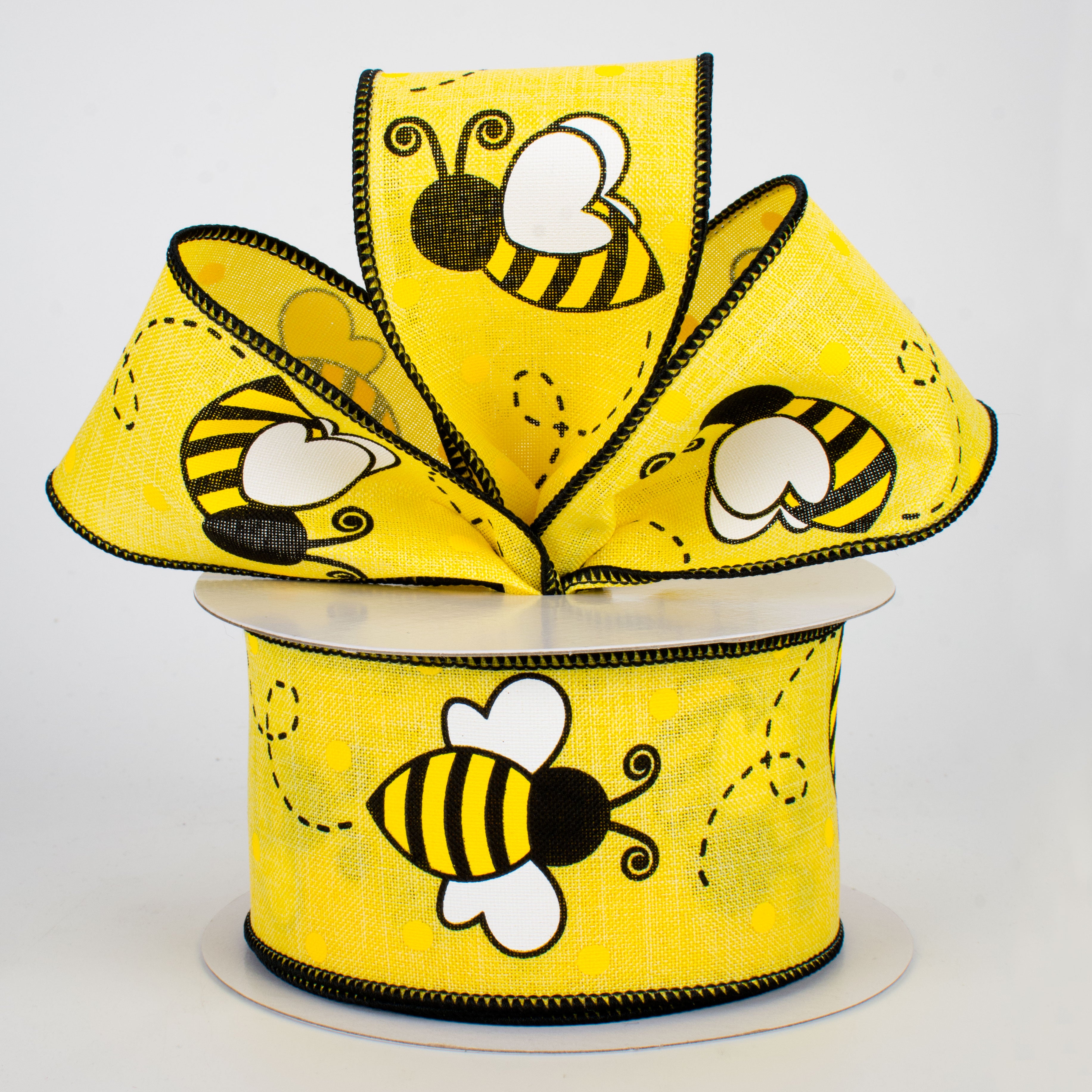 2.5" Bumble Bee & Dot Ribbon: Yellow (10 Yards) Lifestyle Photo