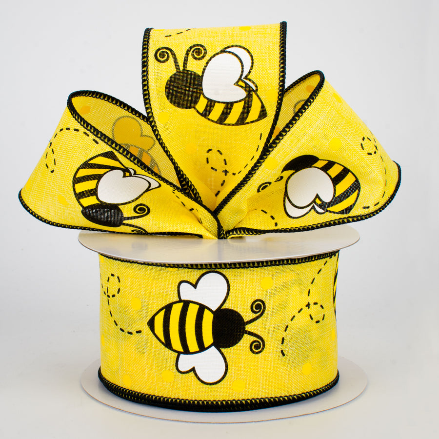 2.5" Bumble Bee & Dot Ribbon: Yellow (10 Yards) Lifestyle Photo