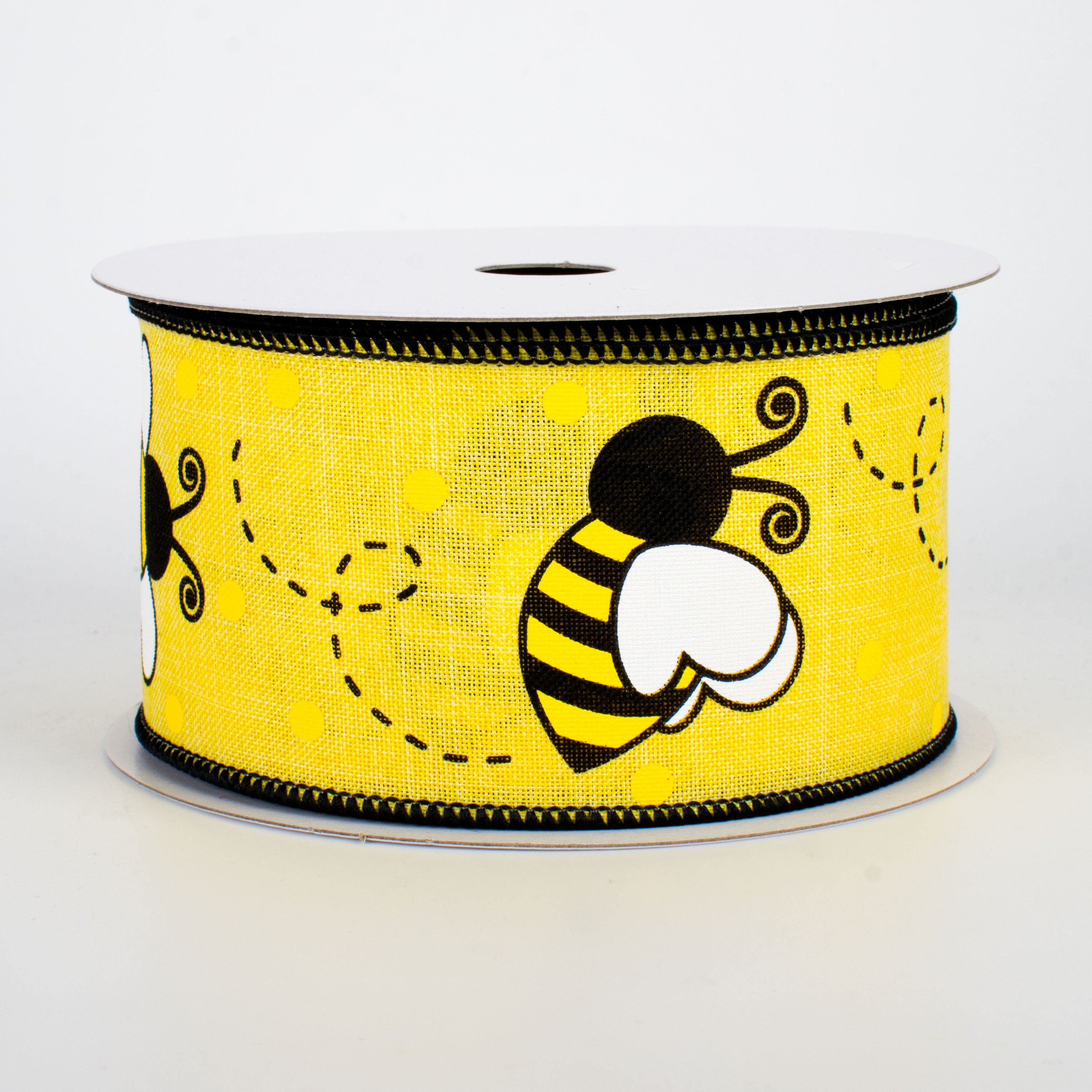2.5" Bumble Bee & Dot Ribbon: Yellow (10 Yards)